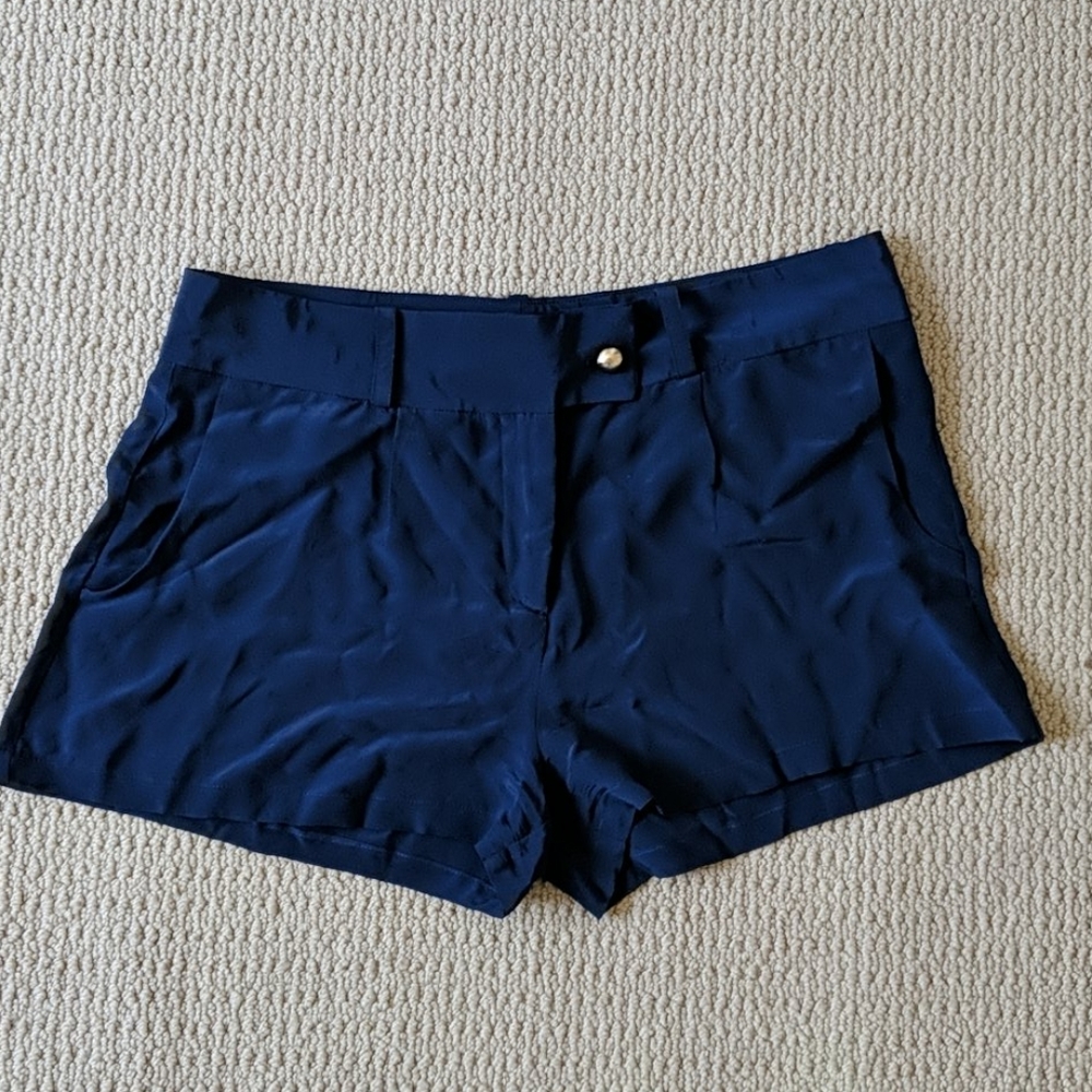 Navy Silk Shorts